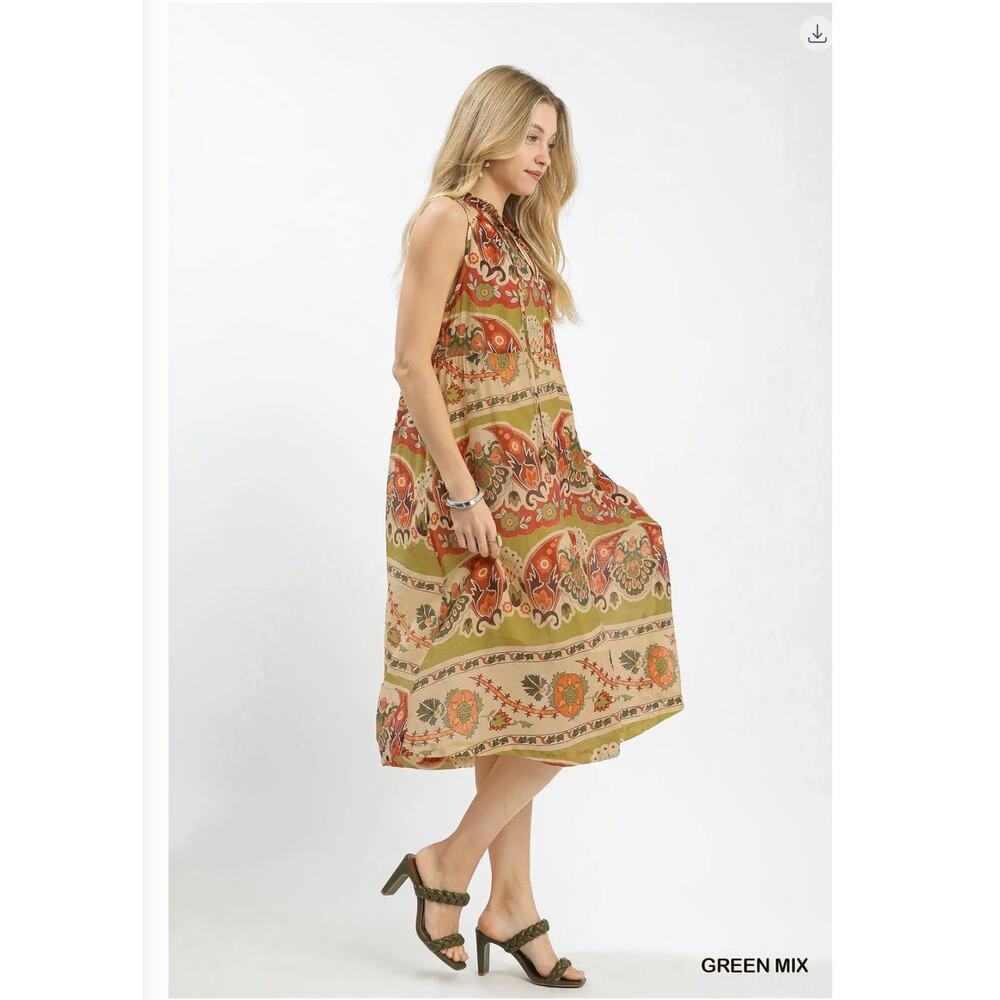 Umgee - Boho Floral Sleeveless Midi Dress - Medium - Picture 3 of 3